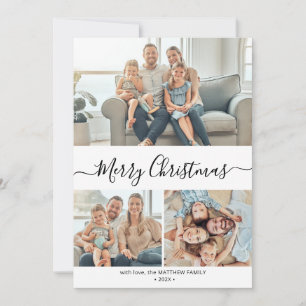 Elegante Typografía Tarjeta de 3 Navidades de Coll