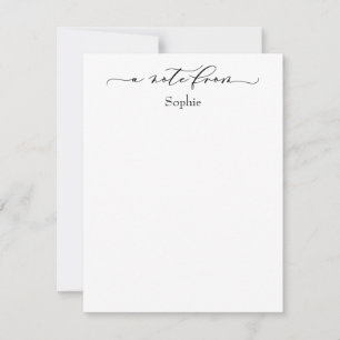 Elegante "Una nota desde" en blanco y negro simple