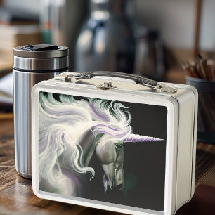Elegante Unicornio Blanco Melena Fluyente Fantasía