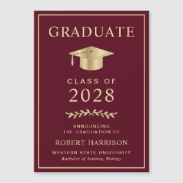 Elegante Universidad Burgundy Graduación Oro