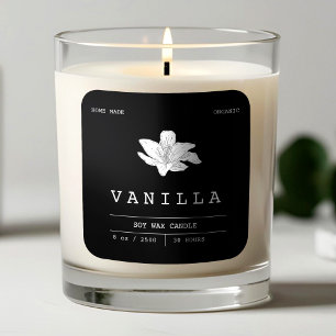 Elegante Vainilla Etiquetas de Velas en Blanco y N