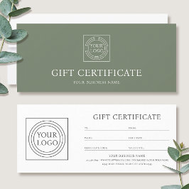 Elegante vale de certificado de regalo verde con l