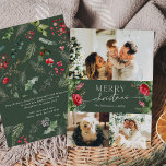 Elegante vegetación botánica 3 Foto Feliz Navidad<br><div class="desc">Esta colección cuenta con flores de color agua rojo,  bayas y vegetación de invierno con tipografía moderna y elegante,  con un patrón botánico de invierno.</div>