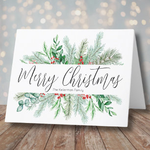 Elegante Vegetación Botánica Feliz Navidad