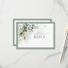 Elegante vegetación botánica Floral acuarela RSVP