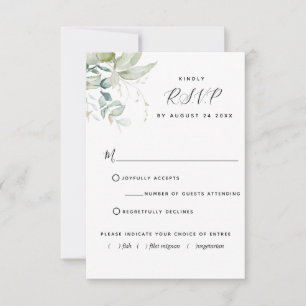 Elegante vegetación con o sin la tarjeta RSVP de o