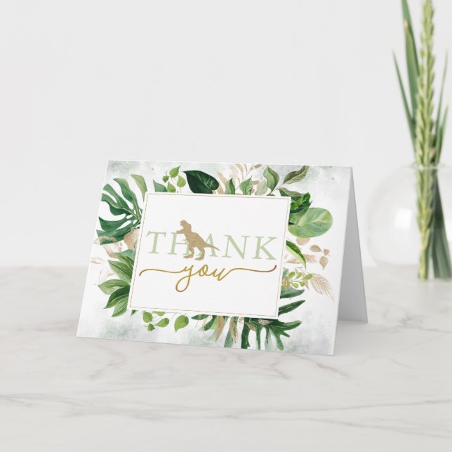 Elegante vegetación de dinosaurios doblada tarjeta (Anverso)