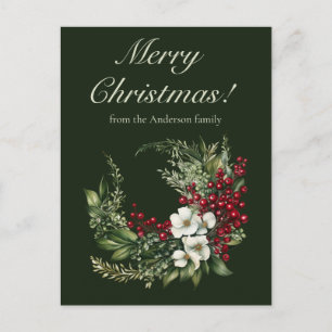 Elegante vegetación de invierno Feliz Navidad Tarj