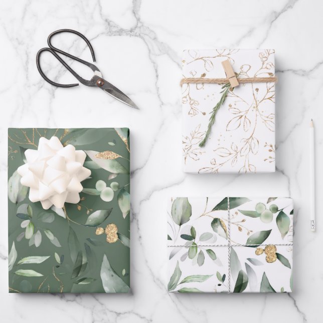 Elegante vegetación dorada hojas de eucalipto (Anverso)