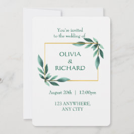 Elegante vegetación Marco dorado Invitación Minima