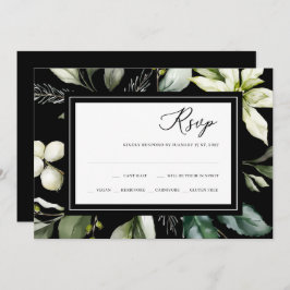 Elegante vegetación | Tarjeta RSVP de color negro