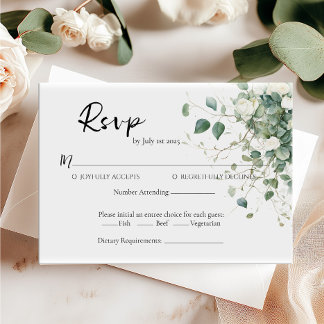 Elegante vegetación y rosas Boda tarjeta RSVP