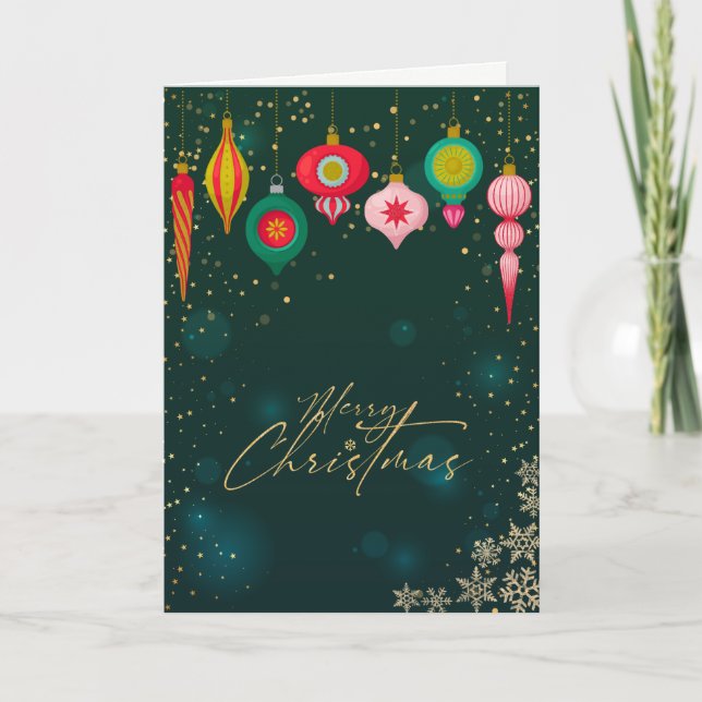 Elegante verde, adornos de Navidad retro, copos de (Anverso)