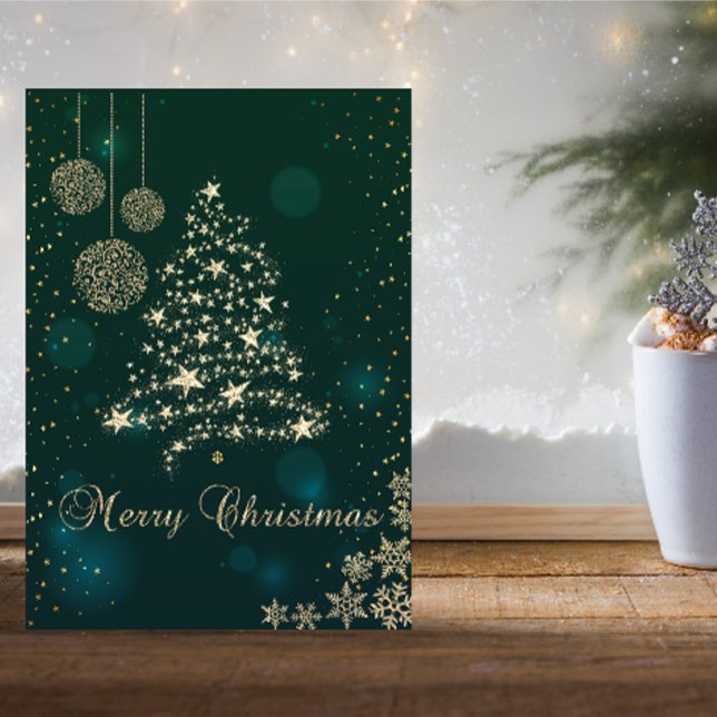 Elegante verde, árbol de Navidad de oro falso, cop (Subido por el creador)