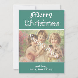 Elegante, verde azulado clásico, tarjeta de foto d