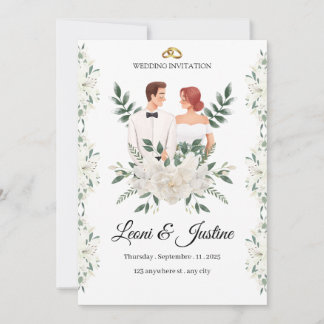 Elegante verde Boda Invitación Personalizado flora