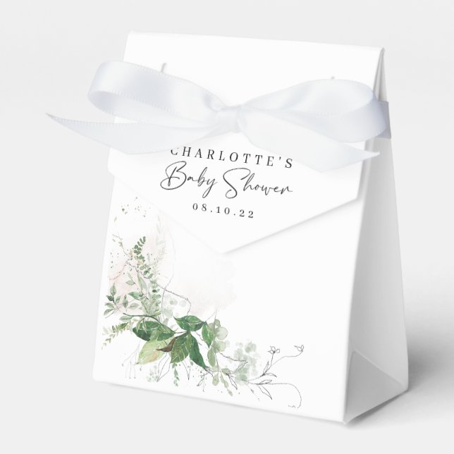 Elegante verde caja Baby Shower Favor (Front Side)
