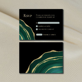 Elegante verde con tarjeta RSVP oscura de agaño de