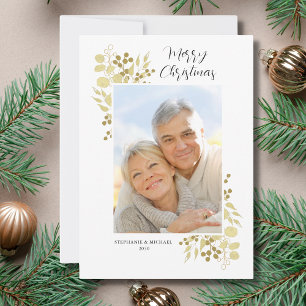 Elegante verde de oro Fotos navideñas