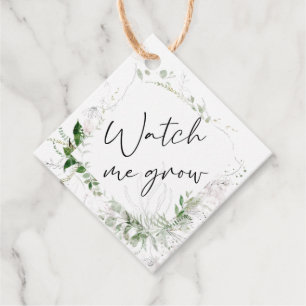 Elegante verde Observar crecer etiqueta de Baby Sh