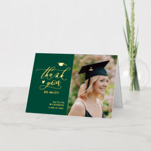 Elegante Verde Oro Escritura Graduación Agradecimi