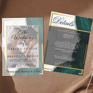 Elegante verde Vellum Invitación a la boda