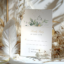 Elegante verde y tarjeta Boda Gold RSVP