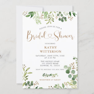 Elegante Verdor Bridal Shower Invitación