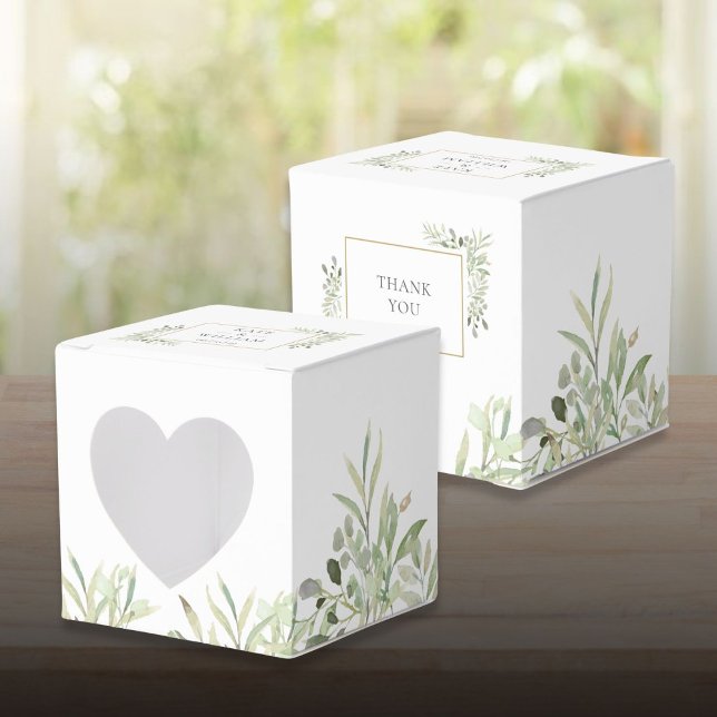 Elegante Verdor Caja de Favor de Boda Botánica (Elegant Greenery Botanical Wedding Favor Box)
