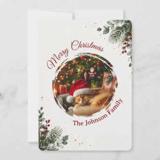 Elegante Verdor De Navidad Al Acuarela Bayas Rojas