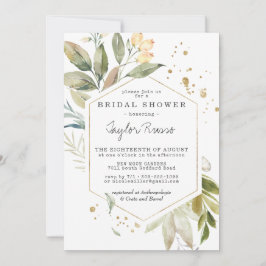 Elegante Verdor Dorado Bridal Ducha Invitación