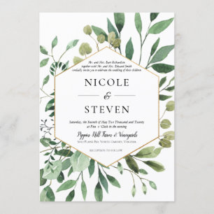 Elegante Verdor Invitación a la Boda de la Boda de