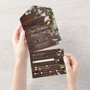 Elegante Verdor Rústico Todo En Una Invitación