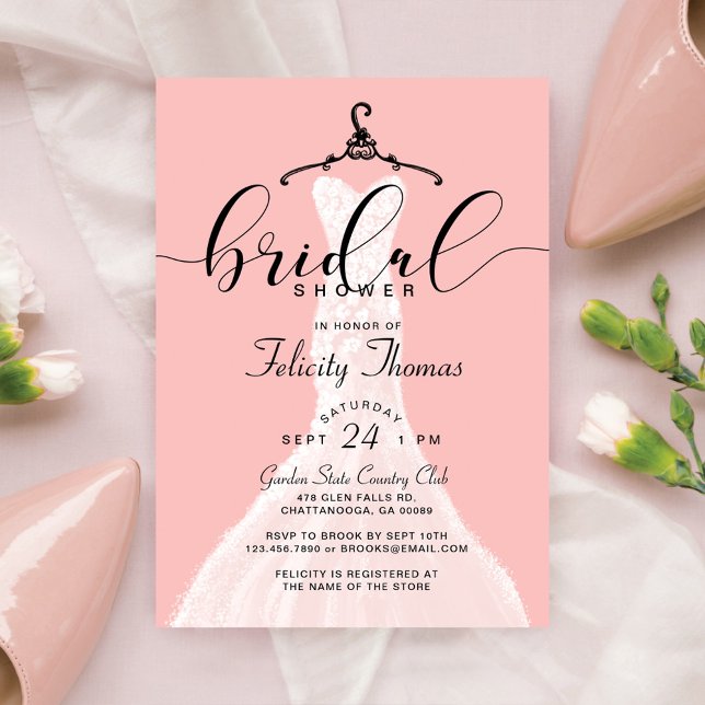Elegante vestido de novia Invitación a ducha de no (Subido por el creador)