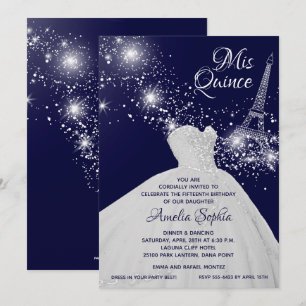 Elegante vestido de Quinceañera Invitaciones de la