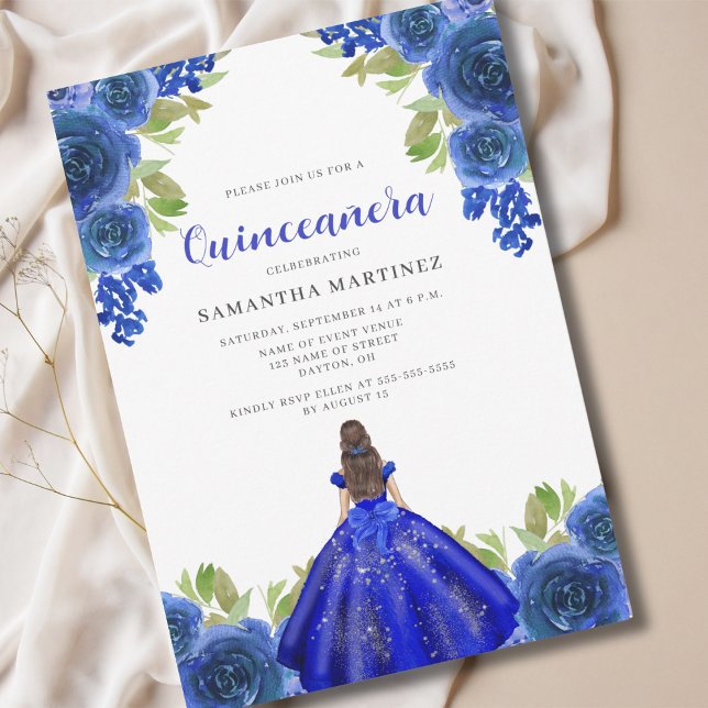 Elegante Vestido Floral Azul Invitación Quinceañer (Subido por el creador)