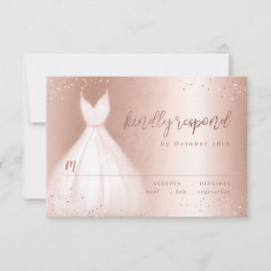 Elegante vestido rosa dorado quinceañera RSVP