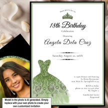 Elegante vestido verde salvia invitación debut cum