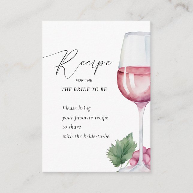 Elegante Vino antes de Vows Bridal Ducha Tarjeta d (Anverso)