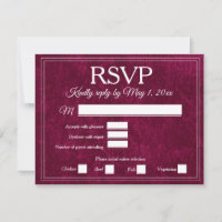 Elegante Vino Burgundy Frutas Terciopelo RSVP Boda