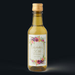 Elegante Vintage Floral Gold Women's 50th Birthday<br><div class="desc">Elegante color de agua morado, rojo y amarillo, floral y dorado marco de la fiesta de cumpleaños de las mujeres personalizados mini botellas de vino. Personalizada con el nombre de la invitada de honor, su edad y su fecha fiesta. El texto es completamente personalizable. Comuníquese conmigo para obtener ayuda con...</div>