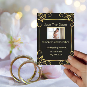 Elegante Vintage Gold Art Deco Guardar Tarjeta De
