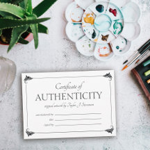 Elegante Vintage mayor Certificado de autenticidad