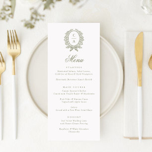 Elegante Vintage Olive Leaf Botanical Wreath Menú