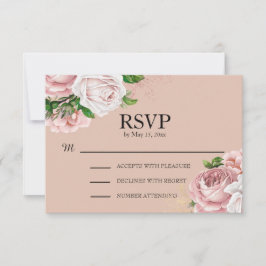 Elegante Vintage Rubor Pink Floral Wedding RSVP