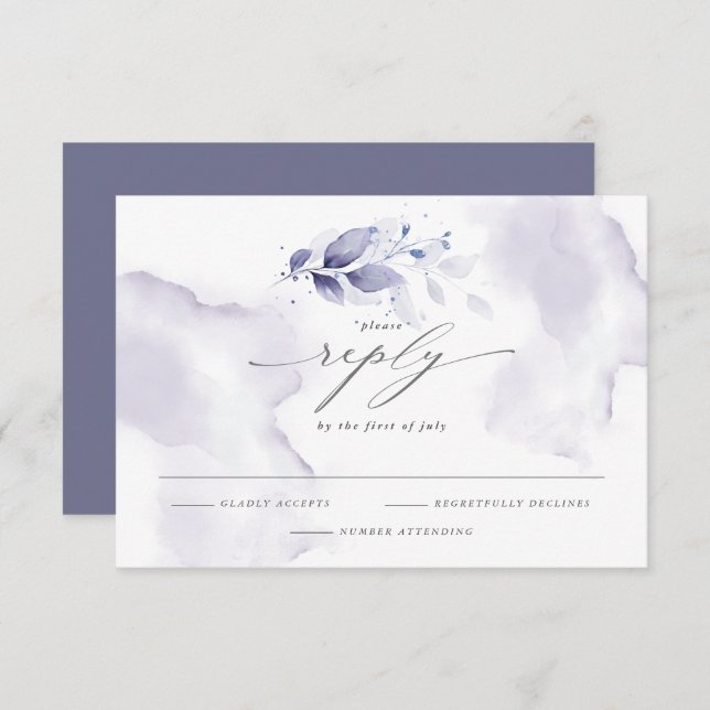 Elegante Violeta de color de agua RSVP (Anverso / Reverso)