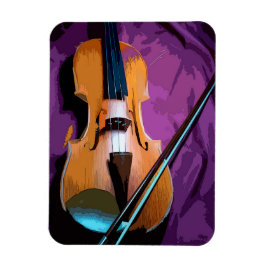 Elegante violín en un imán fotográfico de seda mor