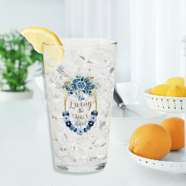 Elegante Viviendo la Vida Gracia Azul Floral Oro