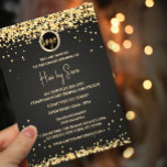 Elegante volante de oro negro Sparkles<br><div class="desc">Elegante flye de oro negro Sparkles. El fondo negro está decorado con un polvo falso purpurina dorado. Personalice y agregue su logotipo comercial,  nombre,  texto.</div>