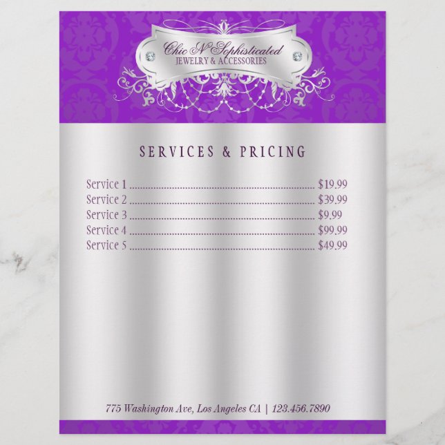 Elegante Volante De Swirl Purple Damask (Frente)